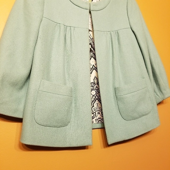 Anthropologie | Women's Tabitha Mint Green Swing Wool Jacket (Size 0) - Picture 3 of 13